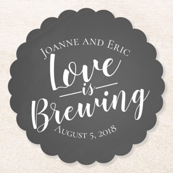 love is brewing wedding pub custom coaster