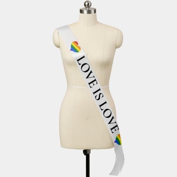 Love is Love Pride Rainbow  LGBTQ Hearts Sash