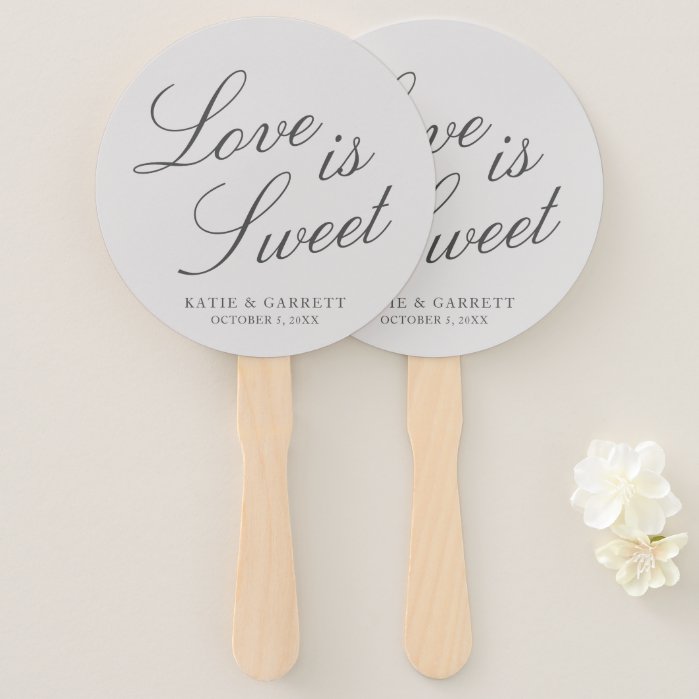 Love Is Sweet Elegant Gray Wedding Hand Fan