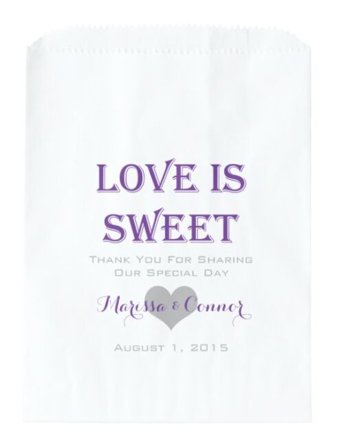Love Is Sweet Purple Wedding Bags