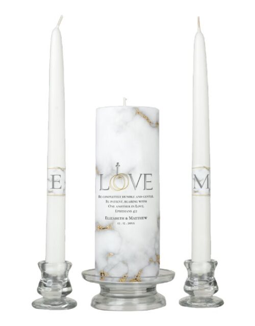 Love Scripture Verse Ephesians 4:2 Wedding Unity Candle Set