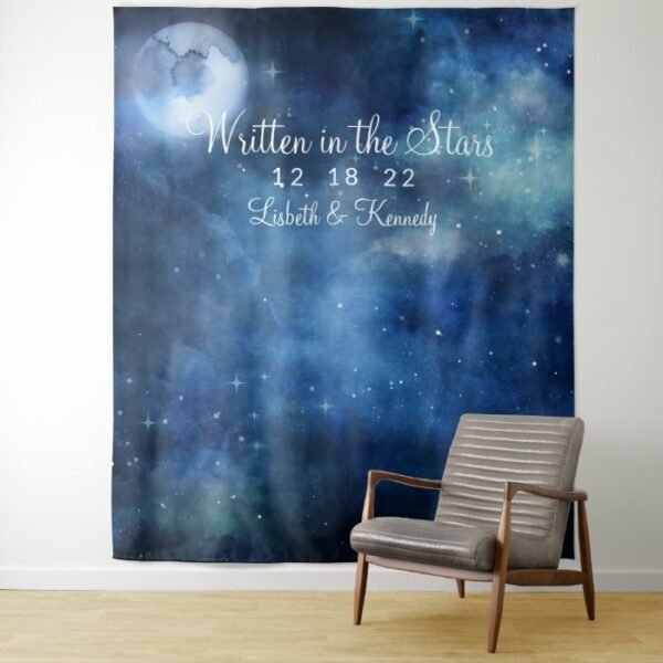 Lunar Sky Full Moon Wedding Photo Booth Backdrop