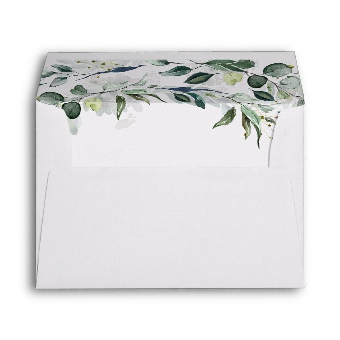 Lush Leafy Greenery and Eucalyptus Watercolor Chic Envelope