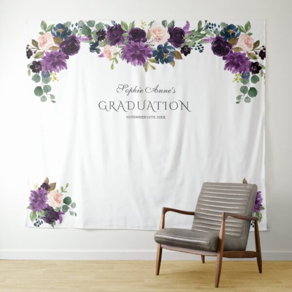 Luxury Lavender Pink Blue Floral Graduation Prop Tapestry