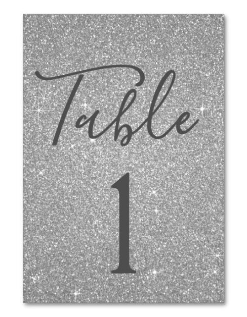 Luxury Silver Sparkle Table Number