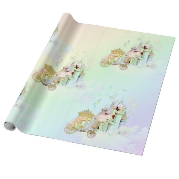 Magical Rainbow Princess Castle Carriage Wrapping Paper