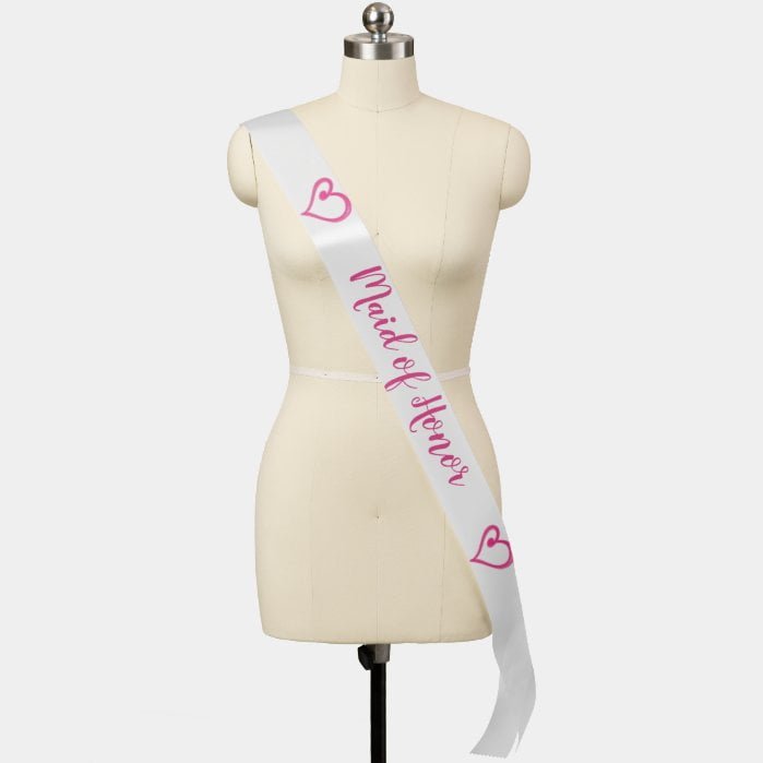 Maid of Honor Bridal Party Bachelorette Hearts Sash