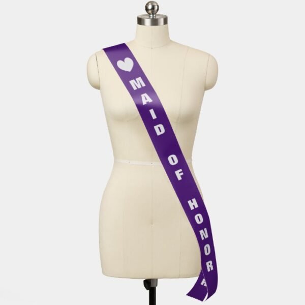 Maid of honor purple wedding bridal party sashes