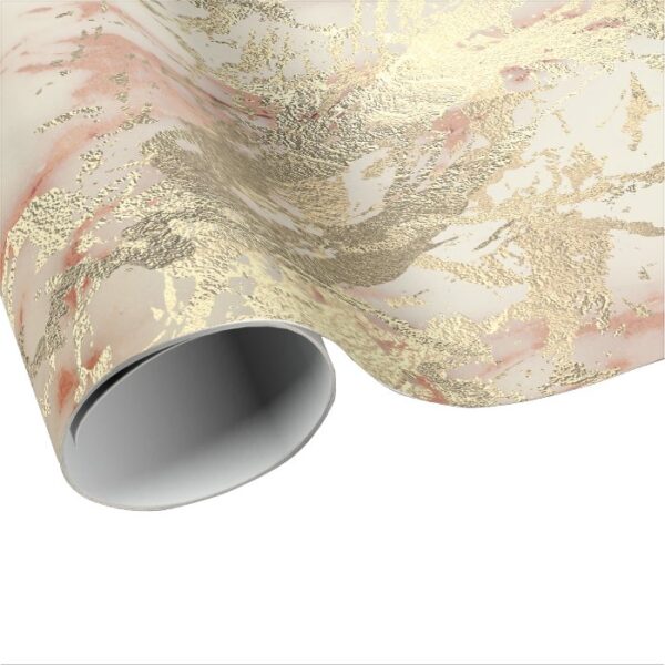 Marble Champaigne Gold Sepia Blush Metal Strokes Wrapping Paper