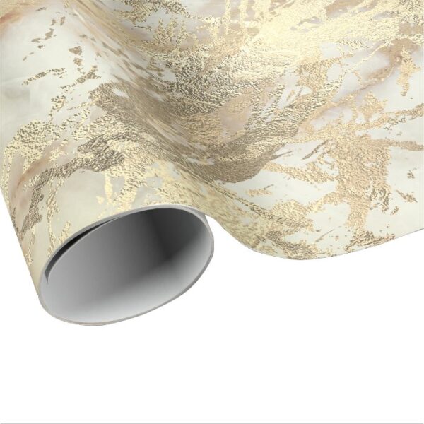 Marble Champaigne Gold  Sepia Cream Metal Strokes Wrapping Paper