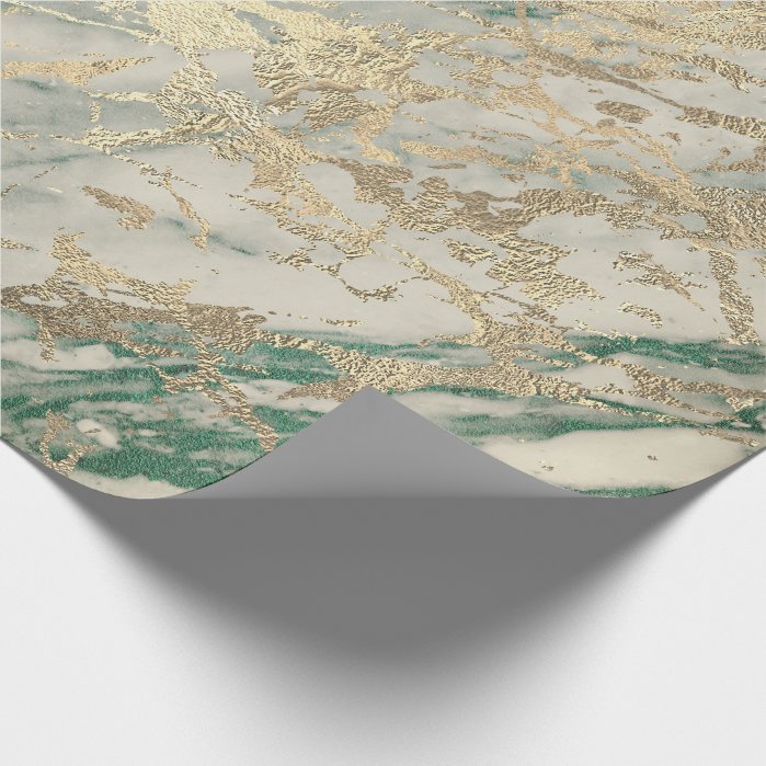 Marble Champaigne Gold Sepia Green Metal Strokes Wrapping Paper