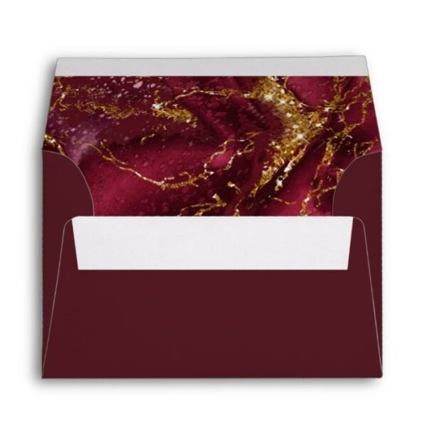 Marble Glitter Wedding Burgundy Gold ID644 Envelope