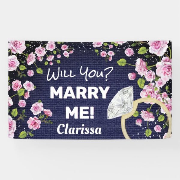 Marry Me Diamond Floral Banner