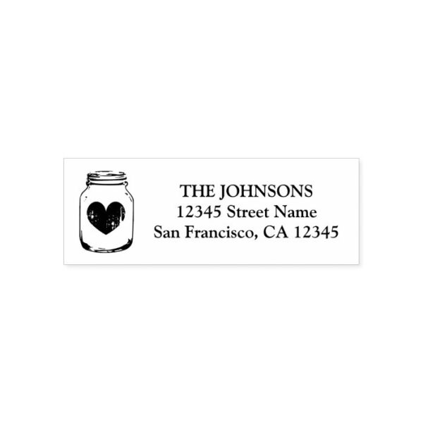 Mason jar logo self inking return address stamps