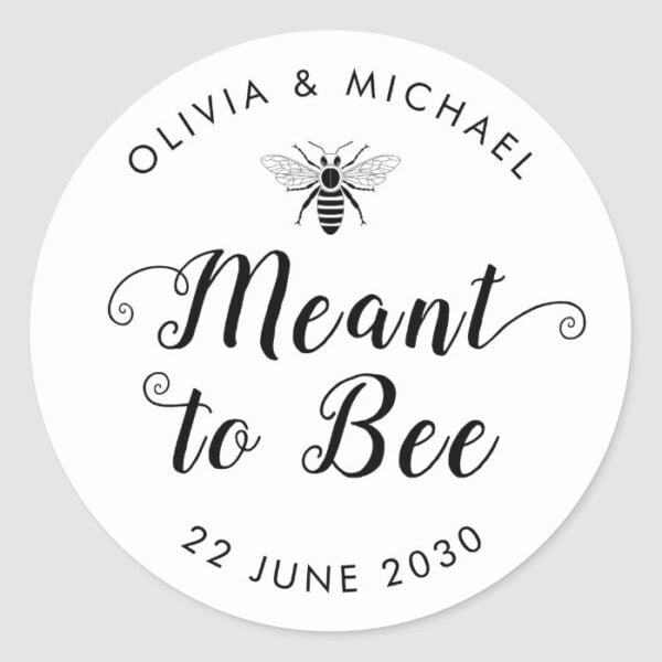 Meant to Bee Wedding Honey Pot Jar Favor Label