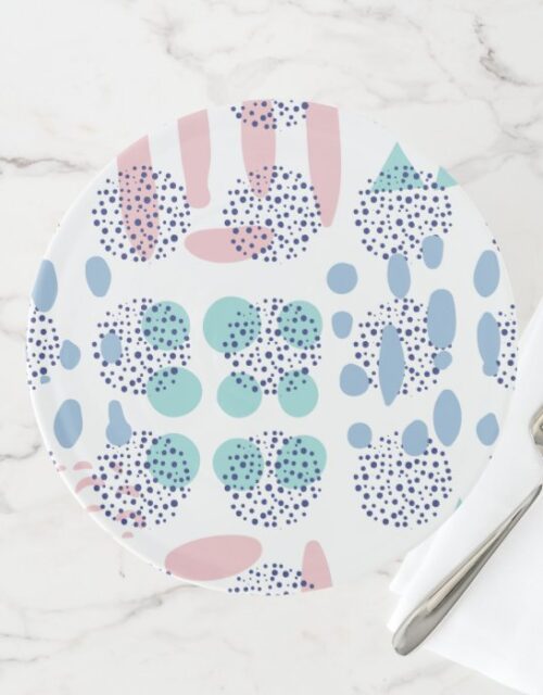 Memphis Lunar | Pastel Palette 90s Abstract Shape Cake Stand