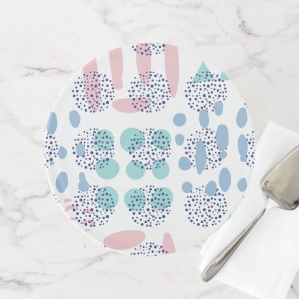 Memphis Lunar | Pastel Palette 90s Abstract Shape Cake Stand