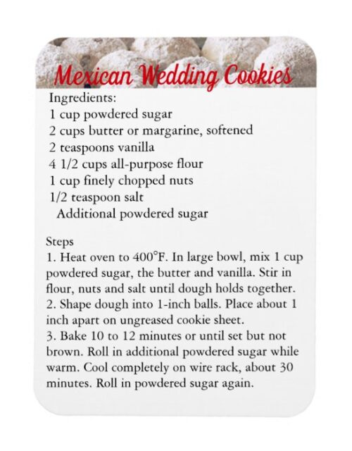 Mexican Wedding Cookies Recipe Magnet Fridge