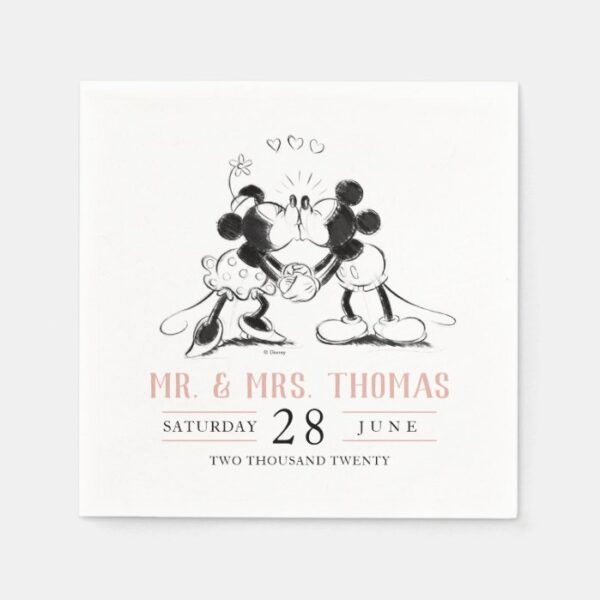 Mickey & Minnie | Pink Confetti Wedding Napkins