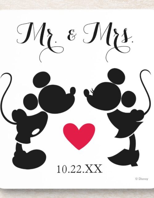 Mickey & Minnie Wedding | Silhouette Drink Coaster