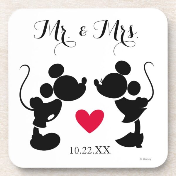 Mickey & Minnie Wedding | Silhouette Drink Coaster