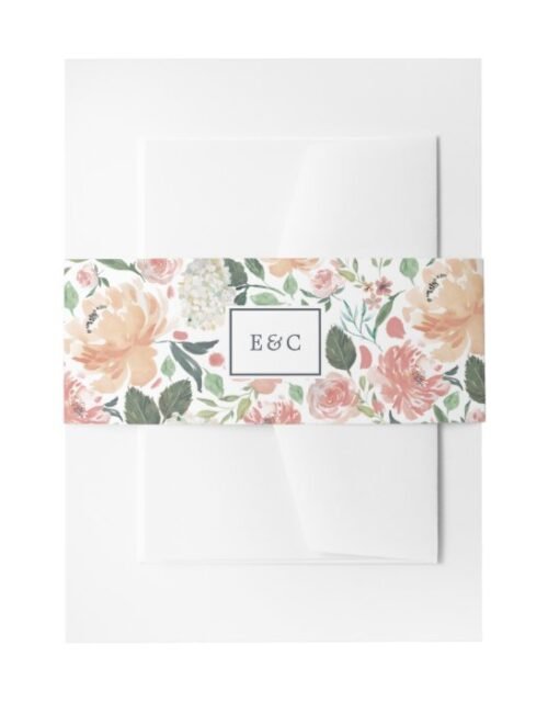 Midsummer Floral Monogram Invitation Belly Band