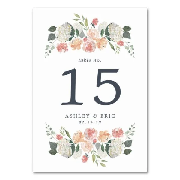 Midsummer Floral Table Number Card