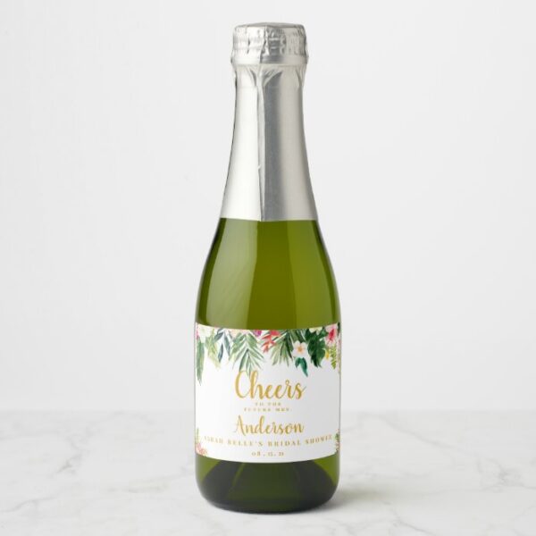 Mini Champagne Bridal Shower, Tropical Champagne Label