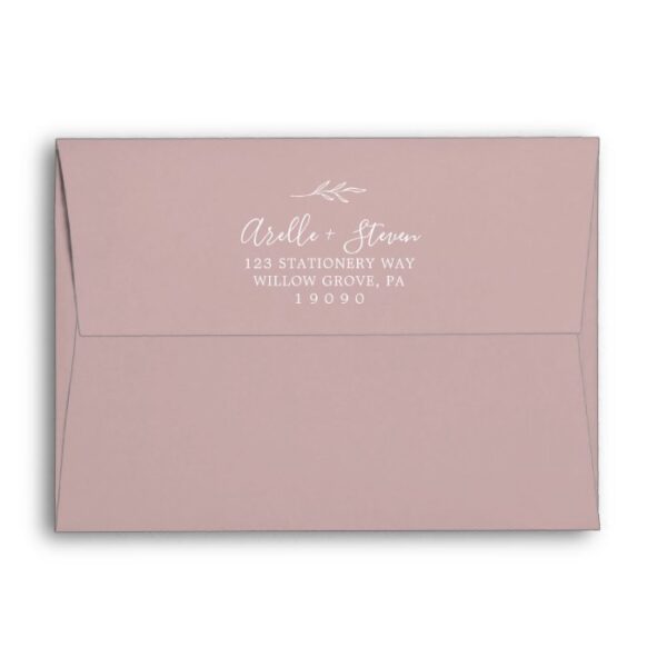 Minimal Leaf | Dusty Rose Wedding Invitation Envelope