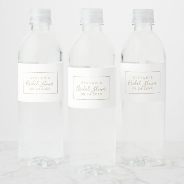 Minimalist Gold Bridal Shower Water Bottle Label