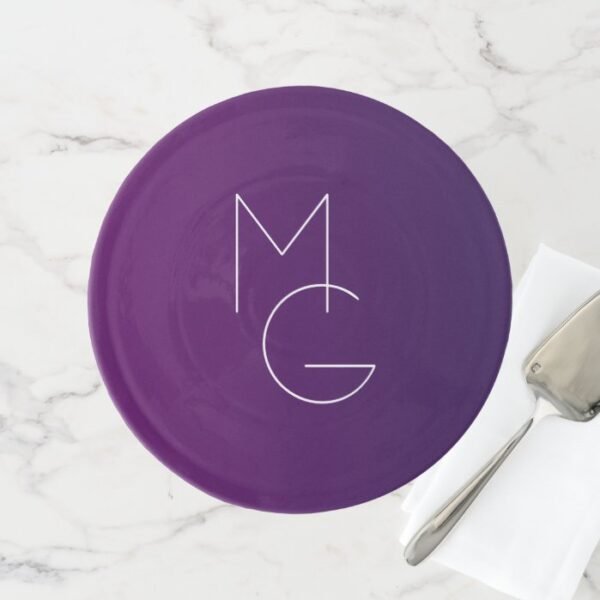 Modern 2 Initials | Deep Purple Subtle Ombre Cake Stand