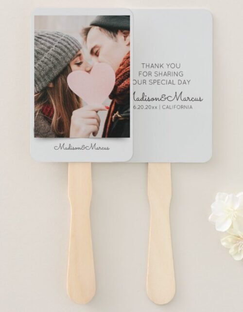 Modern and Elegant Wedding Photo Thank You Hand Fan