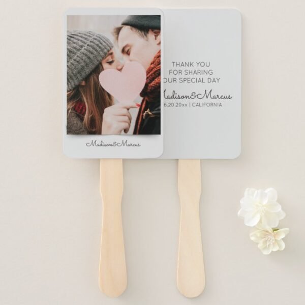 Modern and Elegant Wedding Photo Thank You Hand Fan