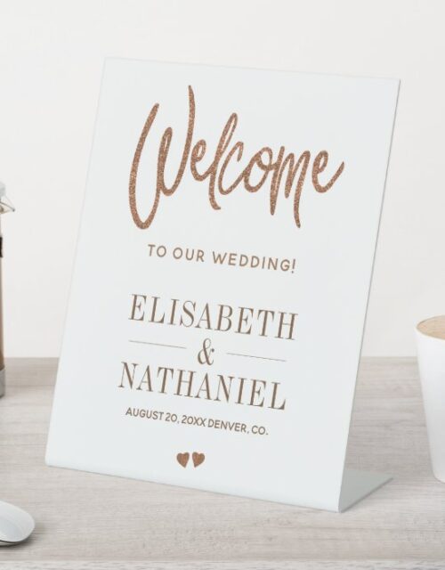 Modern copper chic typography wedding welcome sign