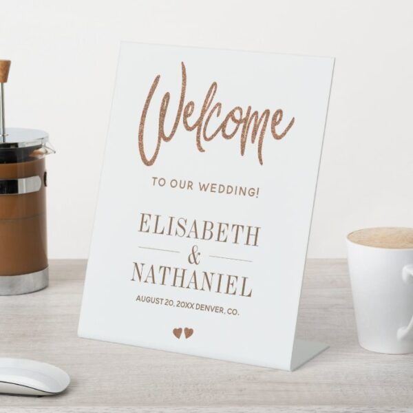 Modern copper chic typography wedding welcome sign