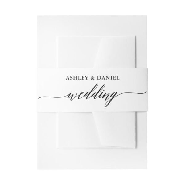 Modern Elegant Calligraphy Wedding Invitation Belly Band