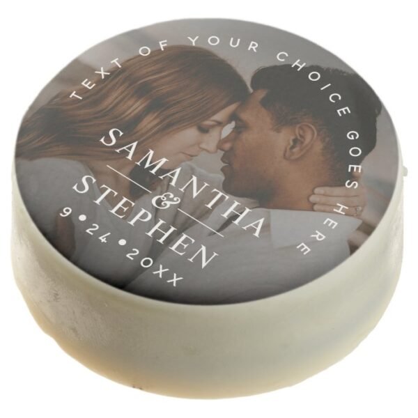 Modern Minimalist Photo Custom Text Wedding Chocolate Covered Oreo