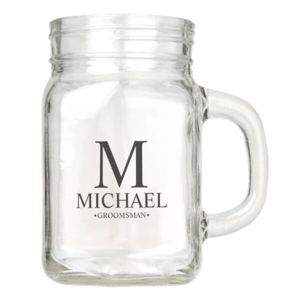 Modern Personalized Groomsman Mason Jar