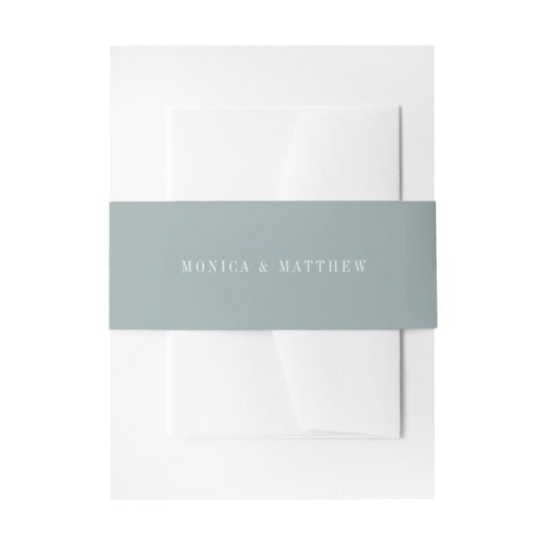 Modern Sage Green Wedding Invitation Belly Band