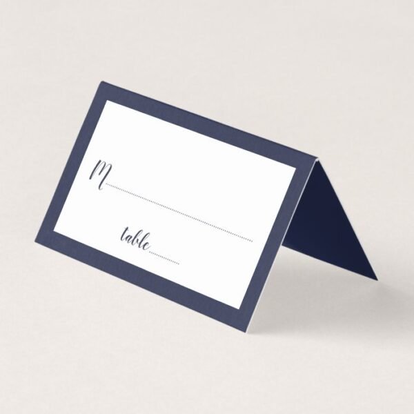 Modern Script Navy Blue Wedding Place Card