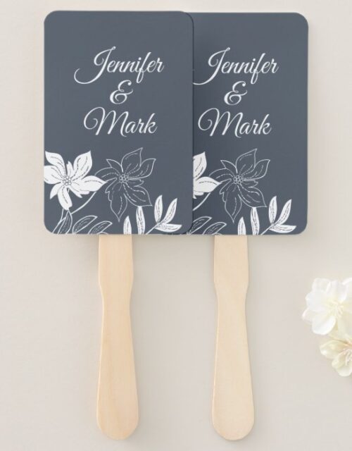 Modern Spring  Flowers. Couple Names Typography. Hand Fan
