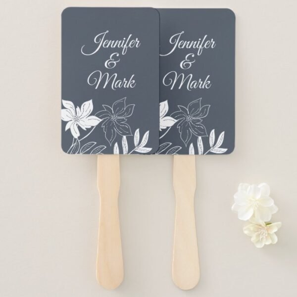 Modern Spring  Flowers. Couple Names Typography. Hand Fan