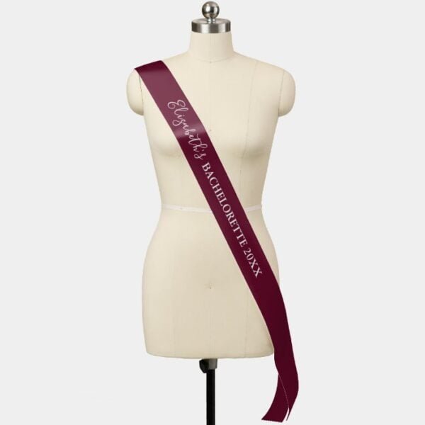 Modern Trendy Bachelorette Party Burgundy Sash