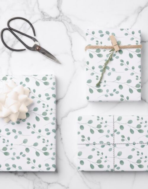 Modern Watercolor Eucalyptus Pattern Wrapping Paper Sheets