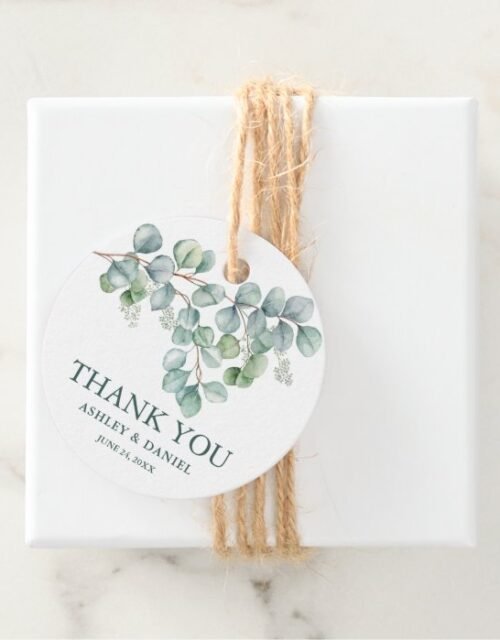 Modern Wedding Eucalyptus Greenery Thank You Twine Favor Tags