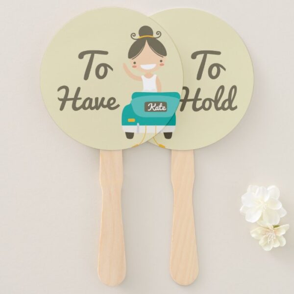 Monogram. Bride and Groom. To Have and To Hold. Hand Fan