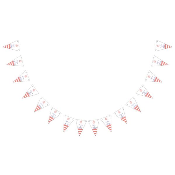 Monogram Coral Pink Nautical and Navy Blue Wedding Bunting Flags