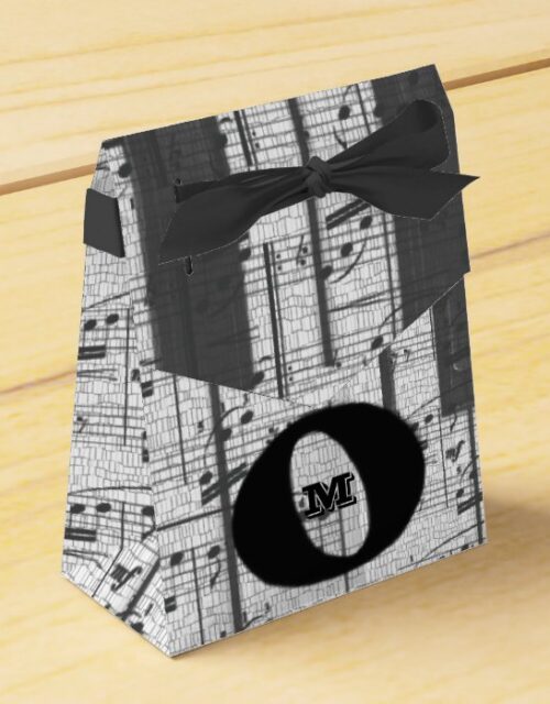 Monogram Music Notes Party Favor Box