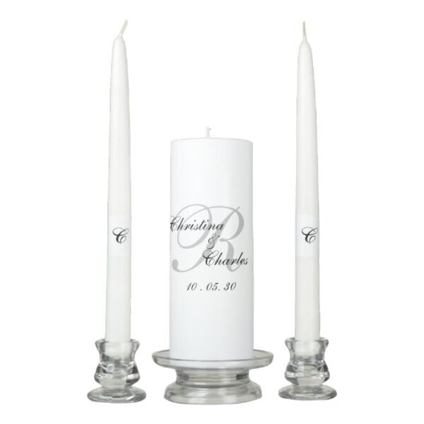 Monogram Wedding Unity Candle Set