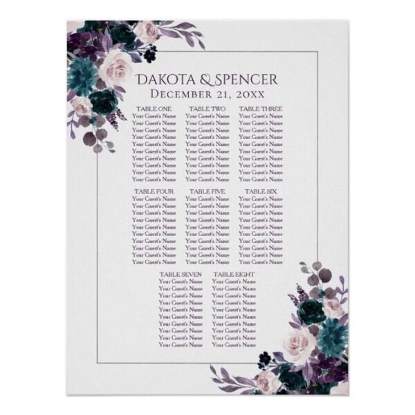 Moody Boho | Eggplant Purple 10 Top Seating Chart